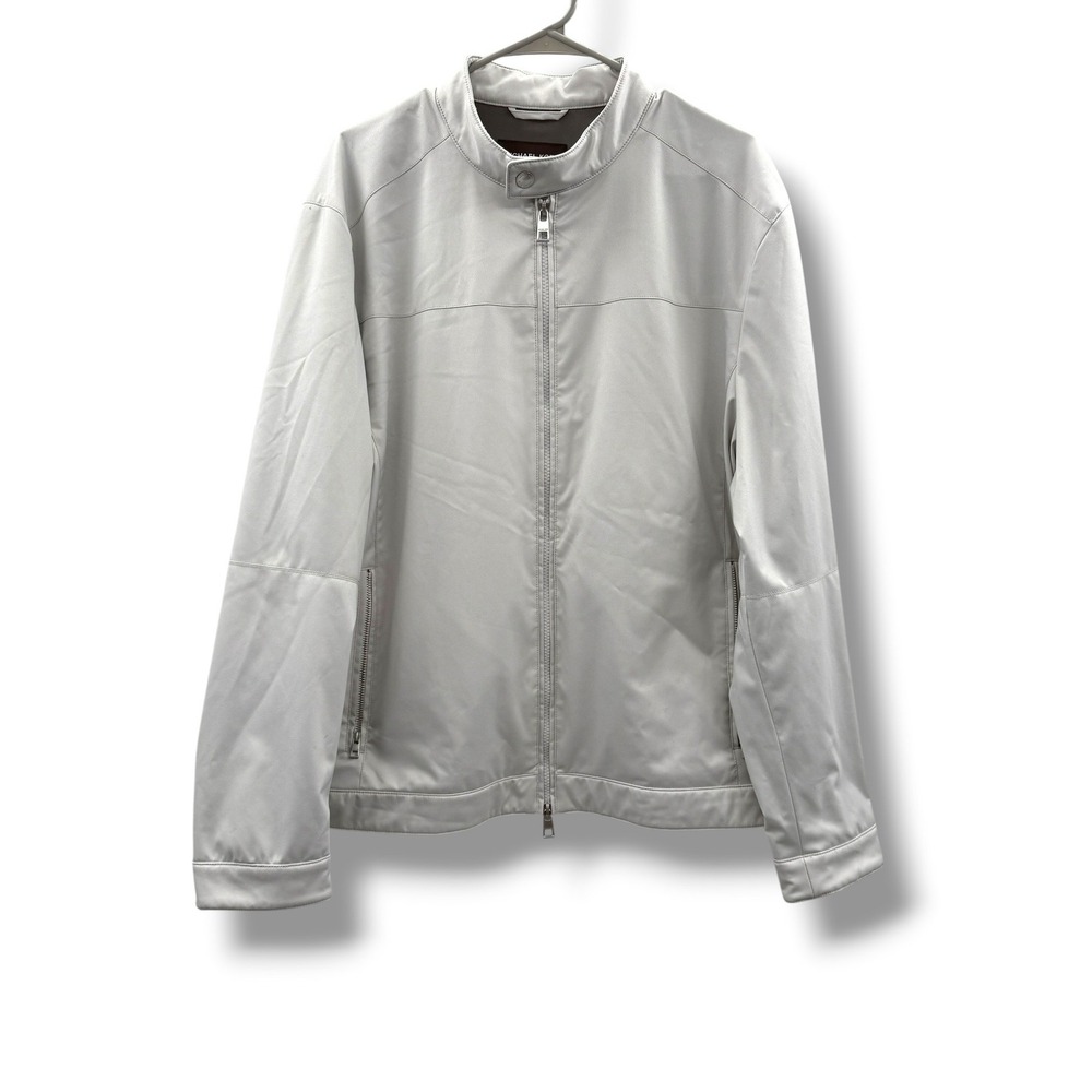 Michael Kors Modern Explorer Jacket Mens XXL Light Gray Full Zip Cafe Racer Moto